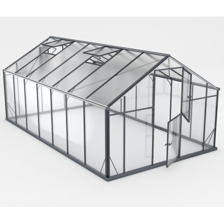 Serra da giardino Hybrid 14,5m² antracite in vetro temperato e policarbonato Sanus XL15 – Gampre