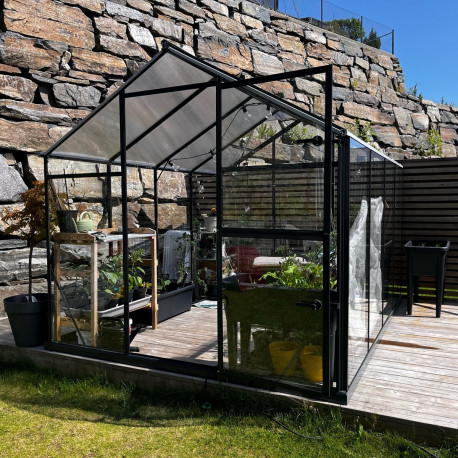 Serra da giardino Hybrid 6,5m² antracite in vetro temperato e policarbonato Sanus UP! L7 - Gampre