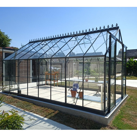 Vetri di ricambio per serra da giardino da 14,52 m² in alluminio antracite e vetro temperato da 4 mm - Green Protect
