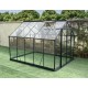 Vetri di ricambio per serra da giardino da 7,42 m² in alluminio antracite e vetro temperato da 4 mm - Green Protect