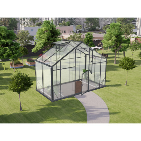 Serra da giardino 4,35 m² in alluminio nero e vetro temperato Sanus XL4 - Gampre