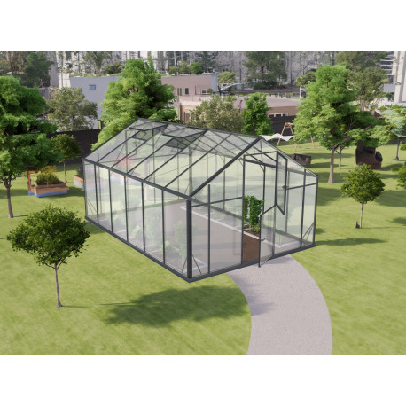 Serra 12,5m² in alluminio nero e vetro temperato Sanus XL12 - Gampre