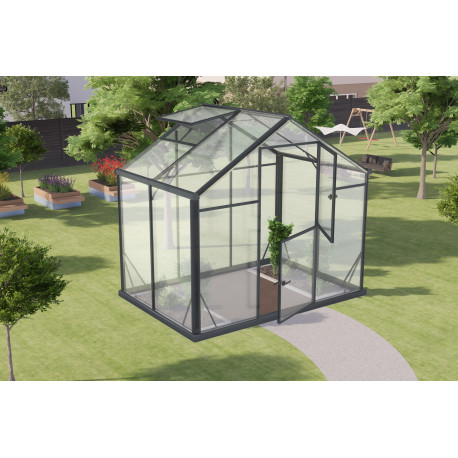 Serra da giardino di 3,3 m² in alluminio nero e vetro temperato Sanus UP! L3 - Gampre
