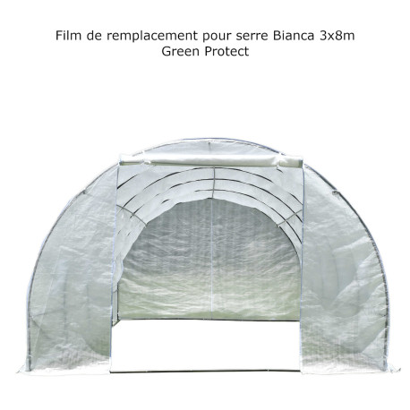 Telo di ricambio completo per serra tunnel per orto BIANCA 3x8m con copertura in PE rinforzato - Green Protect
