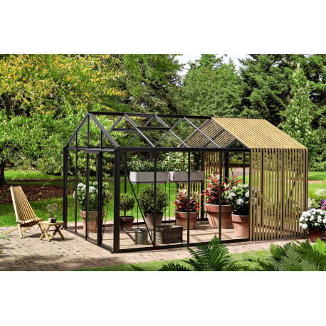 Serra da giardino Classic 310x459cm in alluminio, legno e vetro antisole BloomCabin
