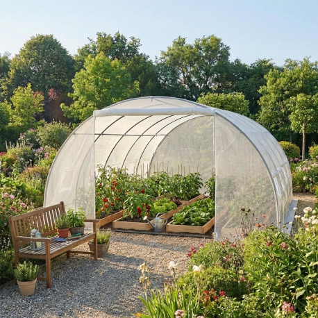 Serra a tunnel per orto BIANCA 4x8m con copertura in PE rinforzato - Green Protect