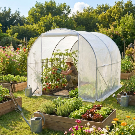 Serra a tunnel per orto BIANCA 2x3m con copertura in PE rinforzato - Green Protect