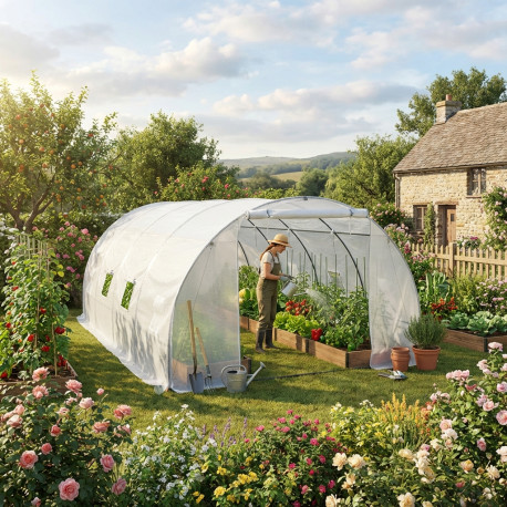 Serra a tunnel per orto BIANCA 3x6m con copertura in PE rinforzato - Green Protect