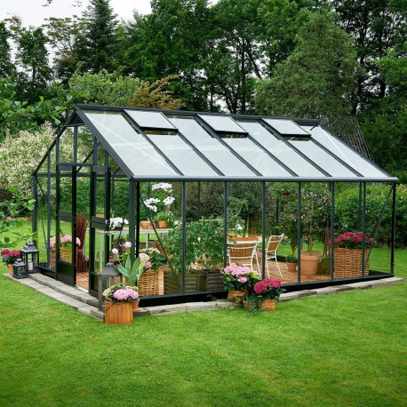 Serra antracite 18,8m² in vetro temperato Giardiniere - Juliana