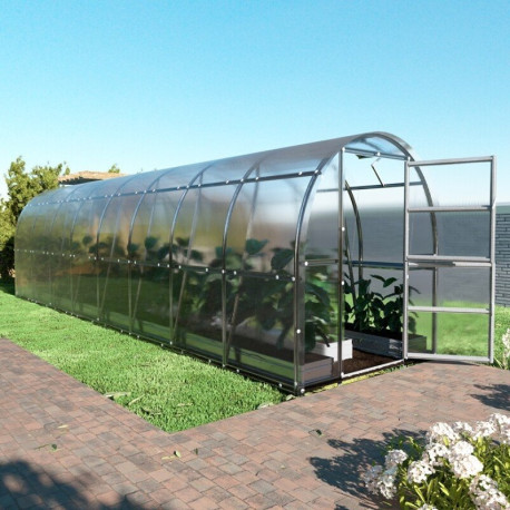 Serra da giardino Slim 200x800 cm in acciaio zincato e pannelli in policarbonato da 4 mm - Klasika
