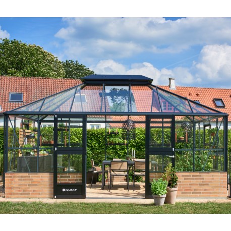 Serra da giardino su muretto 18,8m² vetro temperato antracite Grand Oase - Juliana